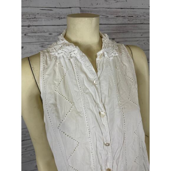 Vintage 1990’s Lone Ranger Paisley Eyelet collared button down dress size medium - Picture 7 of 12